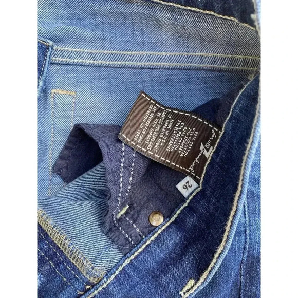 7 For All Mankind Josefina Boyfriend Button Up Jeans Size 26 Distressed Womens - Picture 3 of 5